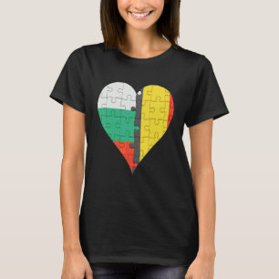 Bulgarisches belgisches Flaggenherz T-Shirt