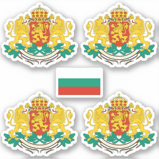 Bulgarisches Wappen und Flaggenaufkleber Aufkleber (Vorderseite)