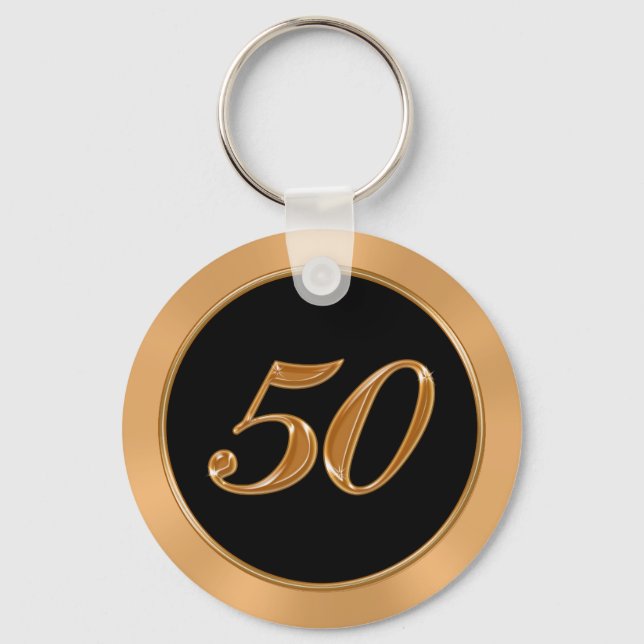 BULK bilap 50 Schlüsselanhänger zum Jahrestag Gold (Vorderseite)