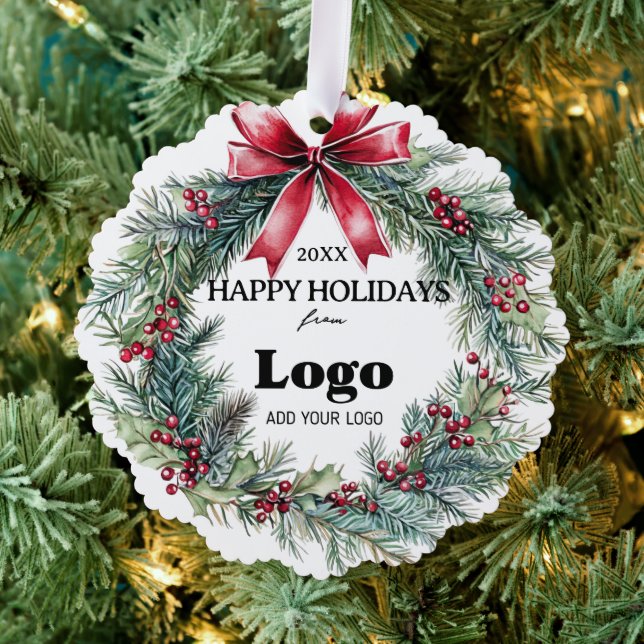 Bulk Budget Happy Holidays Business Logo Employee Ornament Karte (Insitu (Baum))