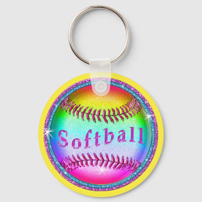 BULK Niedlich Rainbow Softball Schlüsselanhängers  Schlüsselanhänger (Vorderseite)