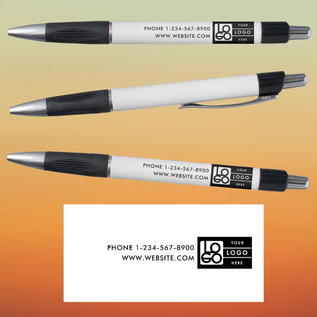 Bulk Simple Business Logo Custom Text Black White Kugelschreiber (Bulk Simple Business Logo Custom Text Black White Pen)