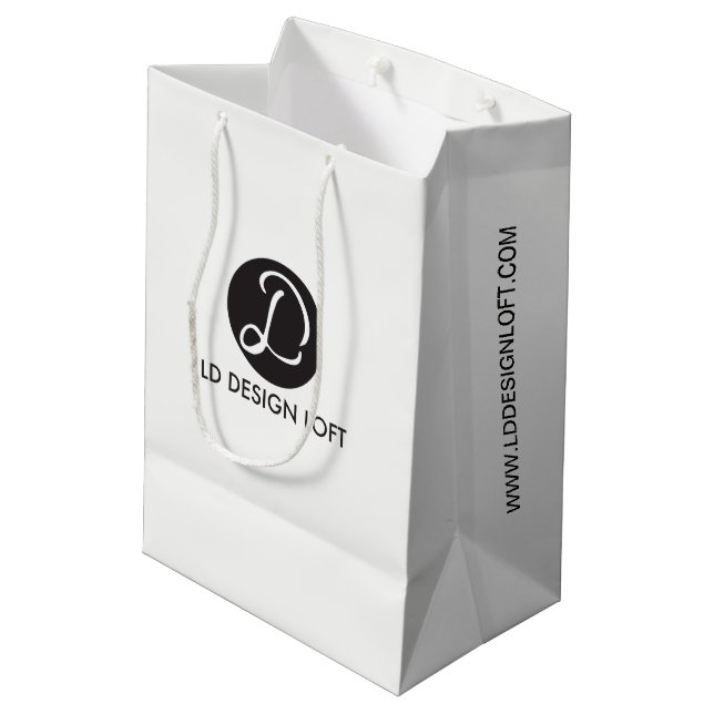 Bulk Tradeshow Custom Business Logo Werbung Mittlere Geschenktüte (Rückseite Schrägansicht)