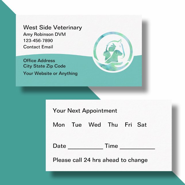 Bulk Veterinary Appointment Business Cards Moderne Visitenkarte (Von Creator hochgeladen)