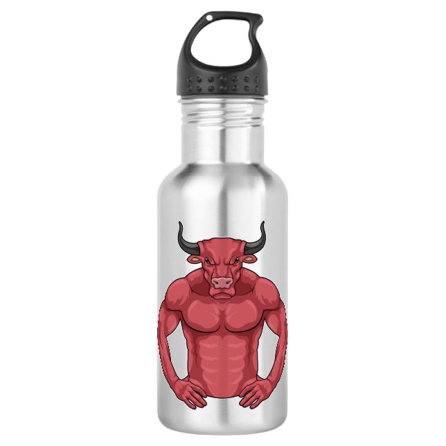 Bull als Bodybuilder extrem Edelstahlflasche (Vorderseite)