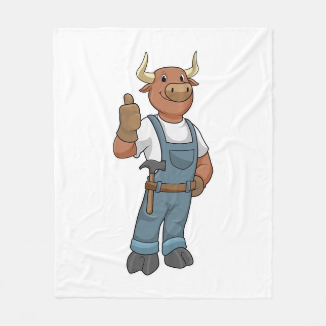 Bull als Handyman mit Hammer Fleecedecke (Vorderseite)