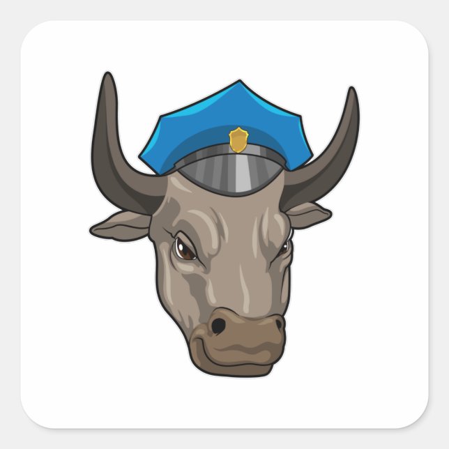 Bull als Polizeibeamte Quadratischer Aufkleber (Vorderseite)