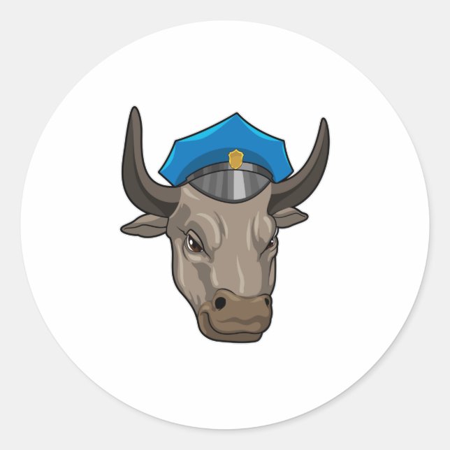 Bull als Polizeibeamte Runder Aufkleber (Vorderseite)