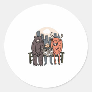 Bull and Bear - Gewitterter Krypto/Bestände Runder Aufkleber
