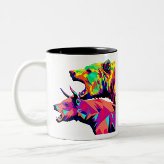 Bull and Bear Stock Trader Zweifarbige Tasse