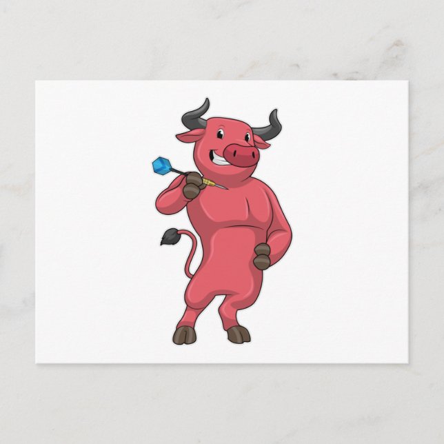 Bull bei Darts mit Dart Postkarte (Vorderseite)