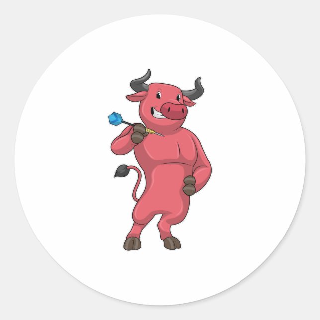 Bull bei Darts mit Dart Runder Aufkleber (Vorderseite)