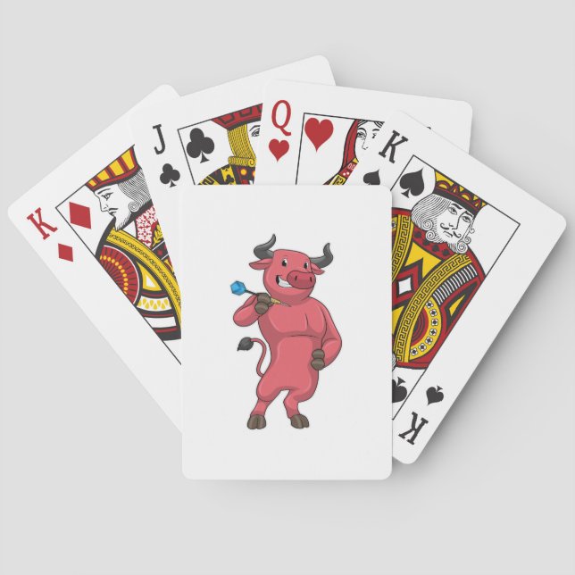 Bull bei Darts mit Dart Spielkarten (Rückseite)