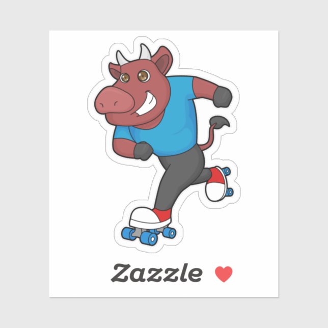 Bull bei Inline-Skaten mit Roller-Skaten Aufkleber (Blatt)