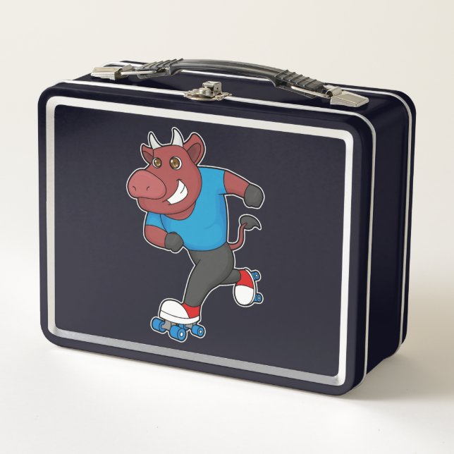 Bull bei Inline-Skaten mit Roller-Skaten Metall Brotdose (Vorderseite)