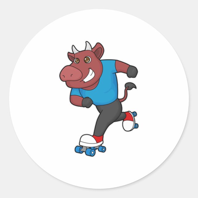 Bull bei Inline-Skaten mit Roller-Skaten Runder Aufkleber (Vorderseite)