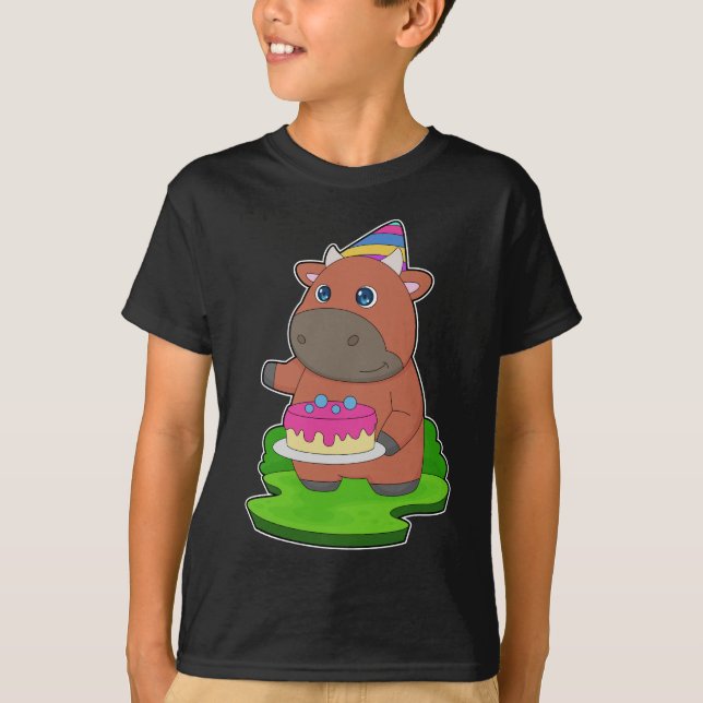 Bull Birthday Cake T-Shirt (Vorderseite)