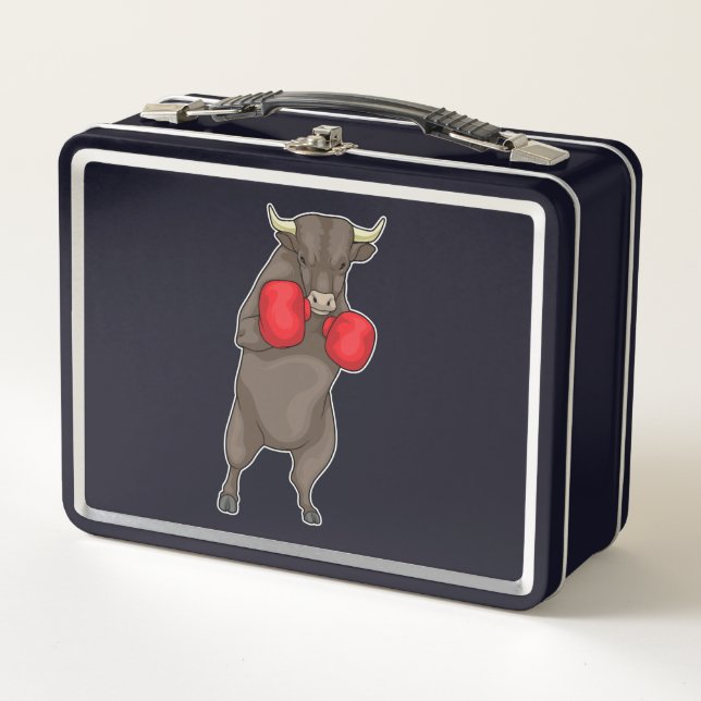 Bull Boxer Boxhandschuhe Metall Brotdose (Vorderseite)