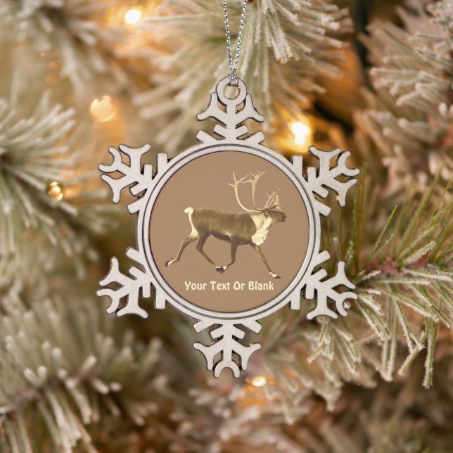 Bull Caribbean - Sepia Schneeflocken Zinn-Ornament (Baum)