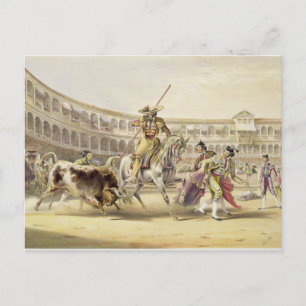 Bull Charging a Picador, 1865 (Farbe litho) Postkarte