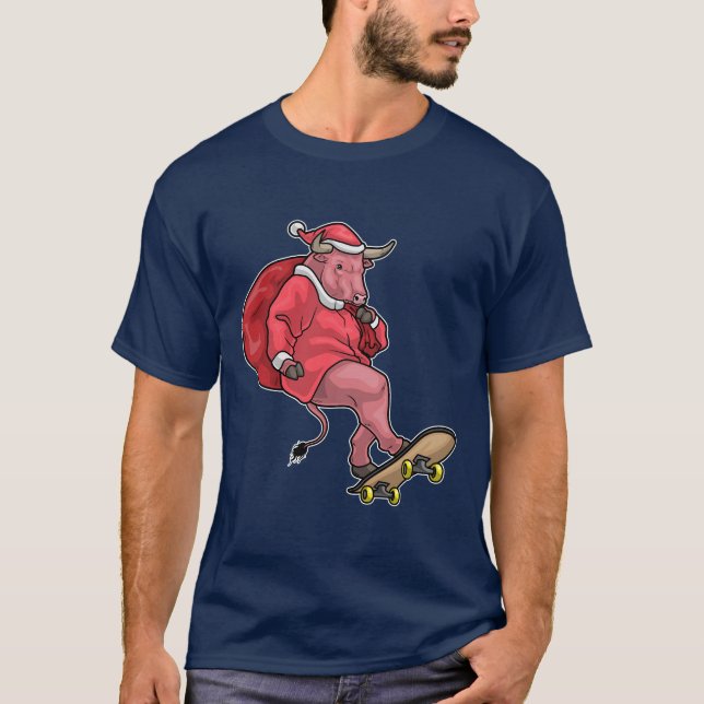 Bull Christmas Skateboard T-Shirt (Vorderseite)