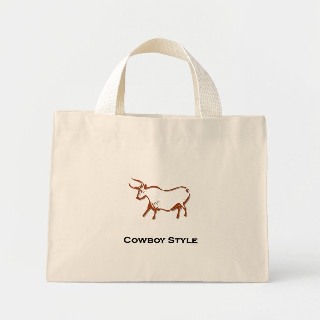 Bull Cowboy Style Brown Mini Stoffbeutel (Vorne)