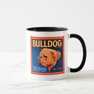 Bull Dog auf blauem Hintergrund Tasse