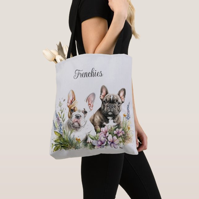 Bull Dog Floral Tote Bag Tasche (Von Nahem)