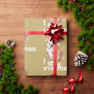 Bull Dog Holiday Weihnachten Frohe Weihnachtsmannm Geschenkpapier