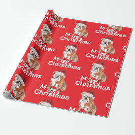 Bull Dog Holiday Weihnachten Frohe Weihnachtsmannm Geschenkpapier