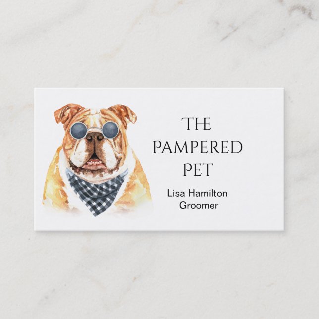 Bull Dog Pet Groomer/Vet/Sitters Visitenkarte (Vorderseite)