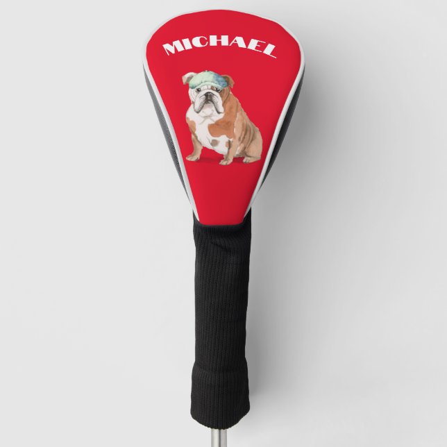 Bull Dog Red Personal Golf Headcover (Vorderseite)