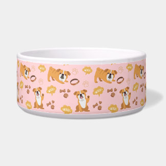 Bull Dog Themed Pattern (rosa) Keramik Pet Bowl Napf
