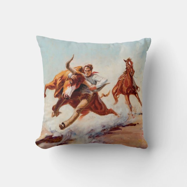 "Bull Dogger" Western Art von Will James Kissen (Vorderseite)