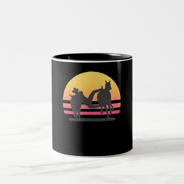 Bull Dogging Steer Wrestling Lover Kostümgeschenk Zweifarbige Tasse (Mittel)