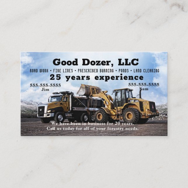 Bull Dozer Business Card Visitenkarte (Vorderseite)