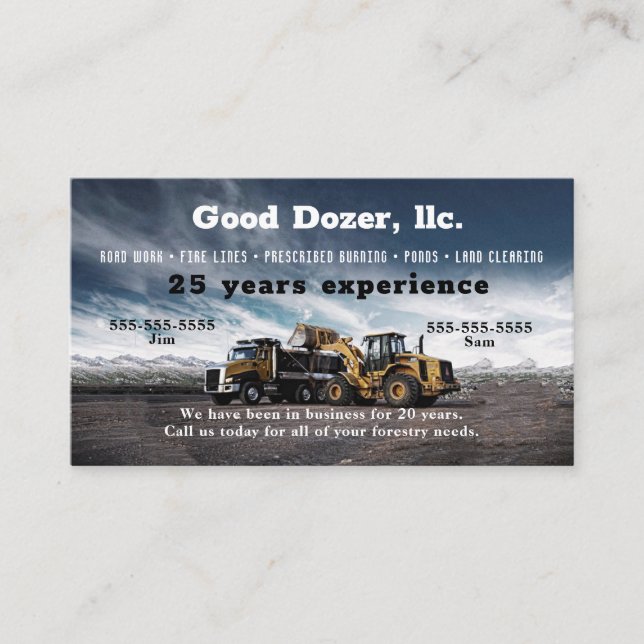 Bull Dozer Business Card Visitenkarte (Vorderseite)