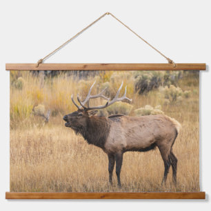 Bull-Elch Yellowstone-Nationalpark Wandteppich Mit Holzrahmen
