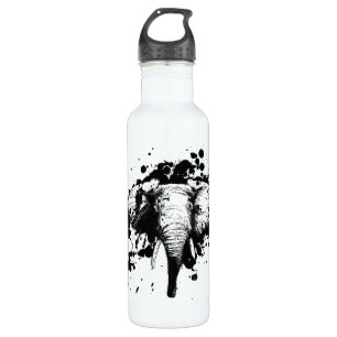 Bull Elephant in Black Splash Wählen Sie Ihren Hin Edelstahlflasche