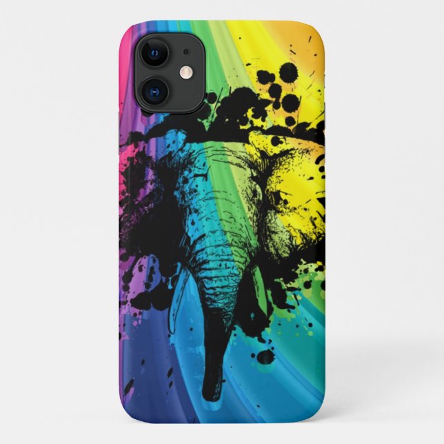 Bull Elephant über Wirblem Regenbogen Case-Mate iPhone Hülle (Rückseite)