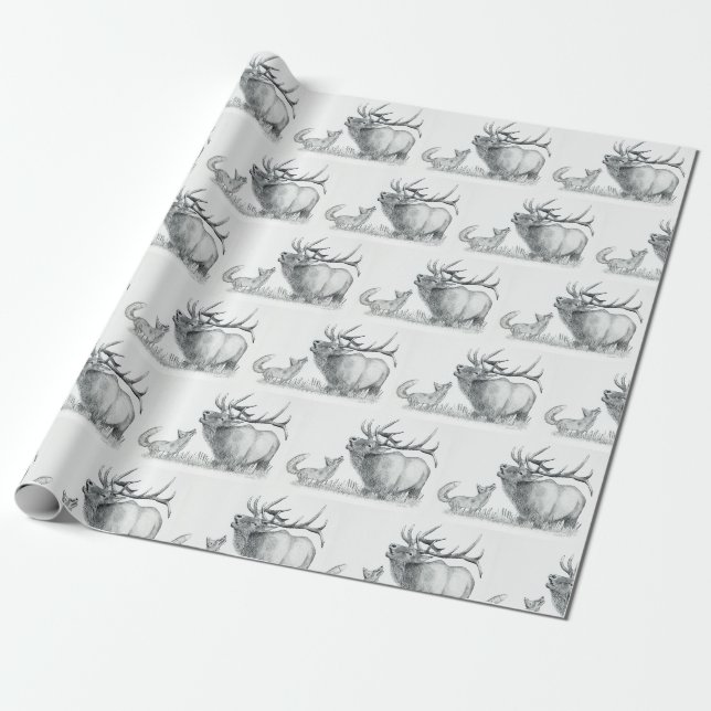 Bull Elk and Fox Geschenkpapier (Ungerollt)