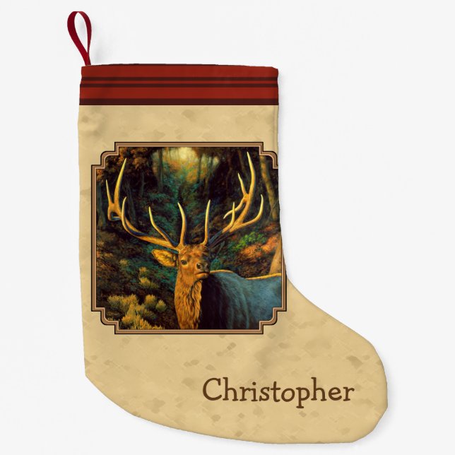 Bull Elk Autumn Yellow Kleiner Weihnachtsstrumpf (Vorderseite)