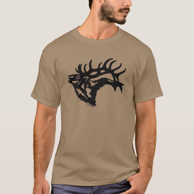 Bull Elk Black Silhouette T-Shirt (Vorderseite)