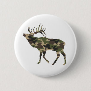 Bull Elk Camouflage Button
