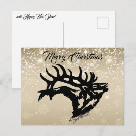 Bull Elk Christmas Postcard Postkarte