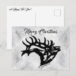 Bull Elk Christmas Postcard Postkarte
