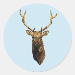 Bull Elk Head Tierart Wildtiere Runder Aufkleber
