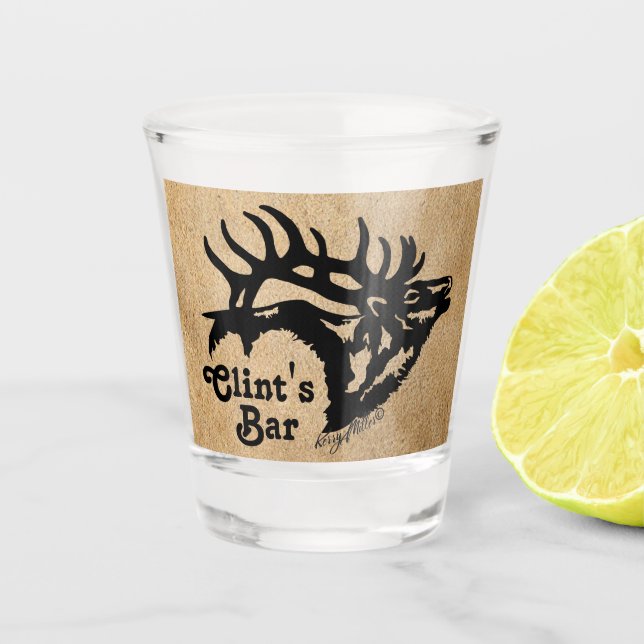 Bull Elk Shot Glass Schnapsglas (Vorderseite)