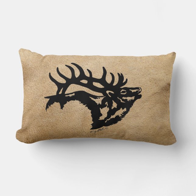 Bull Elk Silhouette Lendenkissen (Vorderseite)