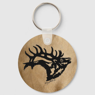 Bull Elk Silhouette Schlüsselanhänger
